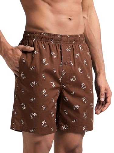 Image of Men's Cotton Boxers | Comfortable Printed Boxer Shorts for Men | Soft Breathable Lounge Boxers | Elastic Waist Relaxed Fit | Men's Sleepwear & Home Wear Boxer Shorts