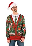 Faux Real Men's 3D Photo-Realistic Ugly Christmas Sweater Long Sleeve T-Shirt, Cardigan, XX-Large