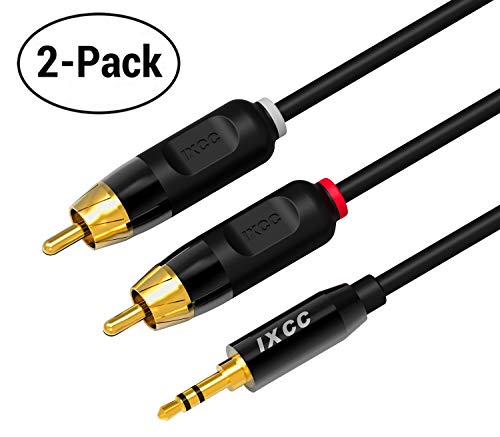 [2Pack] RCA Cable, iXCC 6 Feet Dual Shielded Gold-Plated 3.5mm Male to 2RCA Male Stereo Audio Y Cable