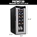 NutriChef PKCWC120 White & Red Cooler-Freestanding Countertop Compact Mini Wine Fridge Chiller Capacity, Digital Control, Glass Door, 12 Bottle-Black
