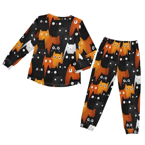 Cute Cats in Soft Pajama Set for All Seasons,Breathable Pjs Long Sleeve Sleepwear,Comfy Loungewear 2 Piece Underwear Set 3T2