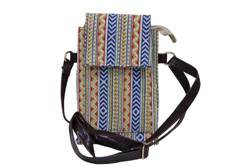 Image of P S Traders Online Women's Ladies Traditional Ikkat Cotton 5 Pieces Combo Bag Color Sky Blue