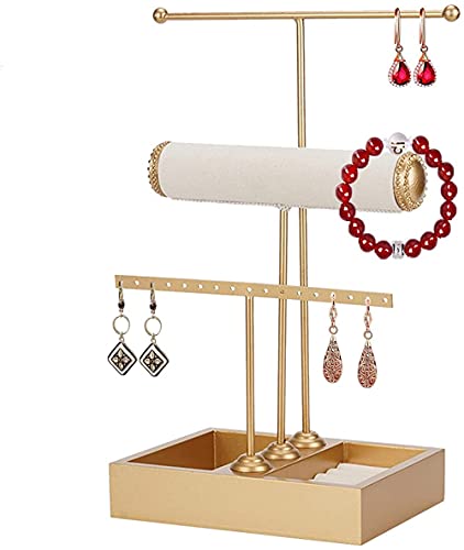 YRHH T-Form Schmuckständer Schmuckständer Mit 3 Ebenen Metallschmuckständer Schmuckbaumständer Für Ohrringe, Halsketten Cover