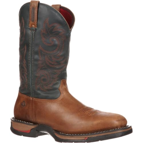 ROCKY Long Range Waterproof Western Boot, Saddle Brown And Navy, Size 14(ME)