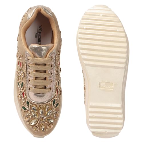 Image of Vendoz Women Hand Embroidery Wedding Party Bridal Sneakers 4032