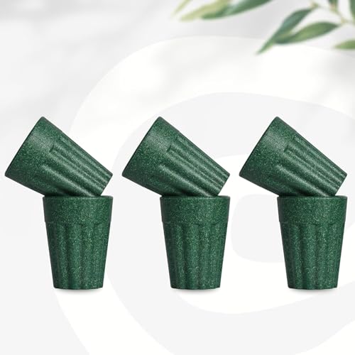 Image of Set of 6 Eco-Friendly Cutting Chai Cups | 100ml Reusable Coffee & Tea Cups | Rice Husk & Bamboo Fiber | Microwave & Dishwasher Safe | Lightweight & Durable | Hot & Cold Beverages (Fern Color)