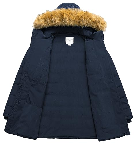 Chrisuno Women's Plus Size Winter Puffer Jacket Warm Long Winter Coats Quilted Waterproof Fleece Lined Detachable Fur Hood3