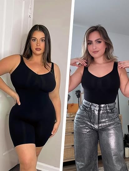 SHAPERX Women's Shaping Mid-Thigh Bodysuit Tummy Control Shapewear Seamless Full Body Shaper - Image 6