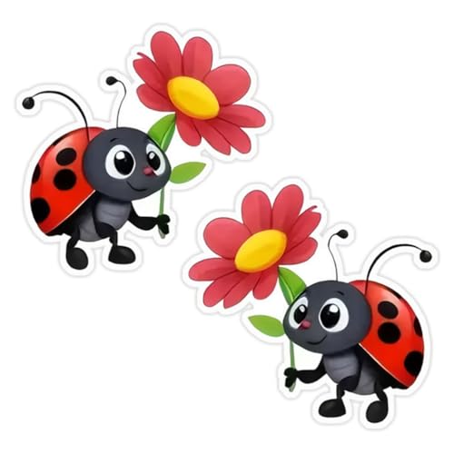 1 par de pegatinas de vinilo duraderas de 12 x 11,5 cm, diseño de mariquitas, para parachoques, nevera, equipaje, vehículo de carreras, barco de pesca, portátil y más, autoadhesivas, AZ236