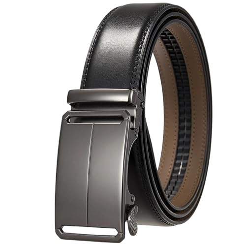 Men 3.5Cm Width Genuine Leather Belt Solid Automatic Buckle Mens Dress Suit Belts Style 19 130cm