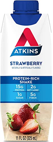 (2 Pack) Atkins, Strawberry Shake, 4 Count per Pack, 11 Oz. Containers