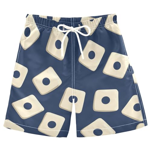 Boys Beach Board Shorts Dominoes Game Blue Swim Trunk Teen Swimwear 8-16Y