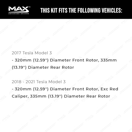 Image of MAX Advanced Brakes - Brake Kit For 2017-2021 Tesla Model 3 (12.59 inch Dia Front Rotor, 13.19 inch Dia Rear Rotor)| Carbon Ceramic Brake and Rotor Kit Front and Rear| Daily Driving OE Replacement Brake Rotor