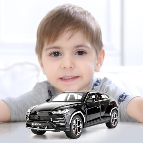 Image of 1:24 Lamborghini Urus Car Model, Diecast Pull Back Car Toy car, Doors Open, Light and Sound, Boys Toys Kids Adults Gifts (Black)