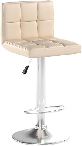 Miniatura 5 de Homall - Taburetes de bar de cuero sintético, con altura ajustable, giratorios, hidráulicos sin brazos, taburete de bar y cocina cuadrado de altura