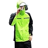 [KAPE1] 上下セット レインコート 自転車 男女兼用 反射テープ付き レインウェア 撥水 袖あり メンズ レディース 長袖 長ズボン おしゃれ バイク 雨具 カッパ 通販 ポンチョ 2XL ロング 大きいサイズ グリーン 自転車用 作業用 パンツ レインスーツ