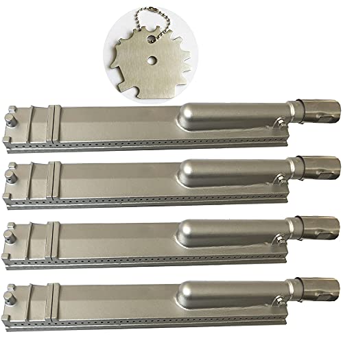 4PC Set Cast Stainless Steel Grill Burner & Grate Scraper SS304 BBQ Gas Grill Burner 16.13",Compatible with 23301 16516 26102 44305 Aussie Bull Blaze Char-Broil Jenn AIR NEXGRILL Turbo Gas Grills