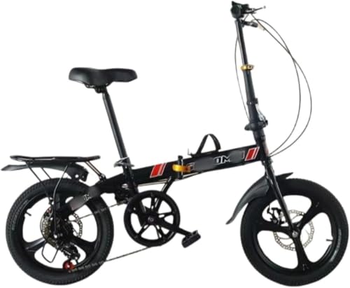 Negosu 折りたたみ自転車16/20インチ 高炭素鋼フレーム 耐荷重150kg 強力なブレーキ 男女兼用 大人 子供用 コンパクト ミニ 自転車 シティサイクル 初心者 通勤 通学 街乗り、サイクリング (20インチ,ブラックの可変速ディスクブレーキ一