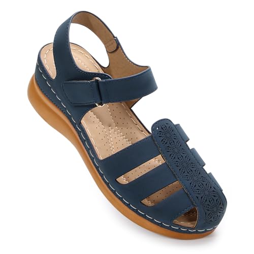 Women's Closed Toe Wedge Sandals - Dressy Summer Fisherman Sandals Comfortable