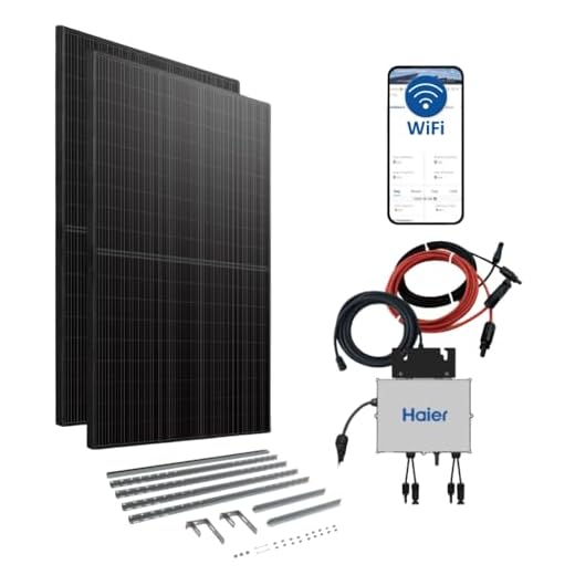 Haier 800 W Stecker-Solaranlage, Balkonkraftwerk Komplettset, mit 2x 420 W Modulen, Halterung, Wechselrichter, 5 m Kabel, WiFi