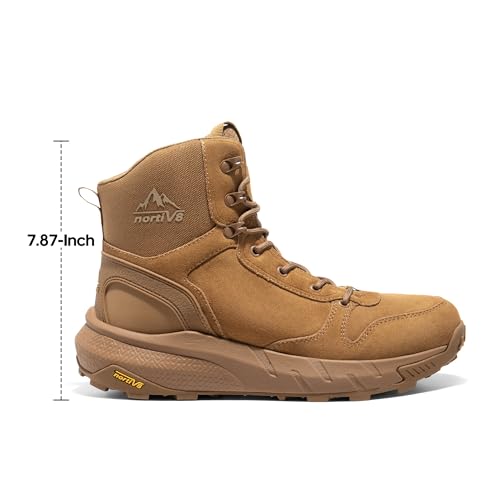 NORTIV 8 Men's Military Tactical Boot Lightweight Comfortable Boots for Work All Day Side Zipper Motorcycle Combat Hiking Boots Metrostrike(8-9 Inches),Size 11,Coyote Suede
