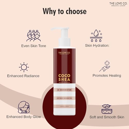 Image of THE LOVE CO. Coco Shea Body Lotion For Dry Skin 100ml | 24 Hours Intense Deep Hydration | Shea Butter Moisturizer Extra Hydrating