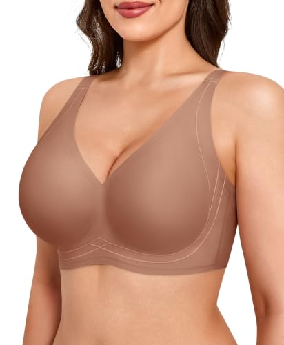 Popilush Wireless Comfortable Bras Womens Deep V Neck Brown M - image 1