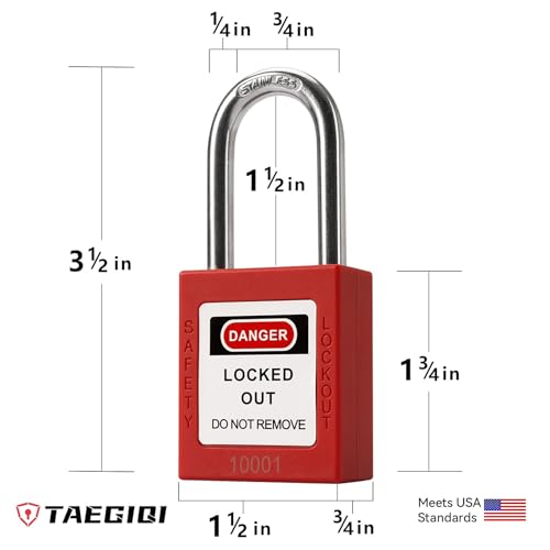 Image of Lockout Tagout Locks with Brass Core, Keyed Different, 10 Red Safety Padlocks Keyed Different,2 Keys Per Lock,OSHA Compliant Loto Locks for Electrical Lock Out Tag Out Kits