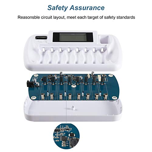 image for VICTAGEN Smart 8+1 Bay Battery Charger for AA AAA NiMH NiCD 9V NiMH & 