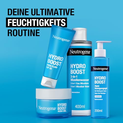 Neutrogena Hydro Boost 3-in-1 Mizellenwasser Gesichtsreinigung mit Hyaluron, entfernt bis zu 99 Prozent des Make-Ups, für alle Hauttypen,400ml