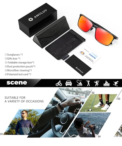 Image of ANYLUV Polarized Sunglasses for Men Rectangular Classic Al-Mg Metal Frame Sun Glasses Mens Sunglasses with UV Protection