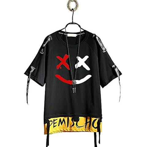 Hello MrLin Men's Techwear Hip Hop T-Shirt Streetwear Fashion Short Sleeve Top Black Cover