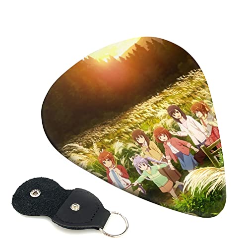 6枚セット ギターピック のんのんびより スタイリッシュ 3種厚さ0.46/0.71/0.96mm 6弦アコースティックギター、エレクトリックギター、ベース、バンジョー、マンドリン 6つのギターピックに適しています おにぎり型紛失防止 ギターアクセサリ A