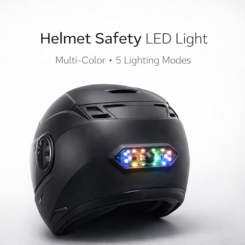 Image of MIKANIX ABS Universal Helmet LED Light with 5 Lighting Modes & 6 Multi-Color Flashing | Rear Warning Safety Night Riding Light USB Charging Cable for Bike, Cycling