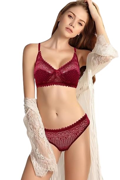 Women’ s Premium Nonpaaded Bra Panty Set Pack of 1 in (Multicolor)