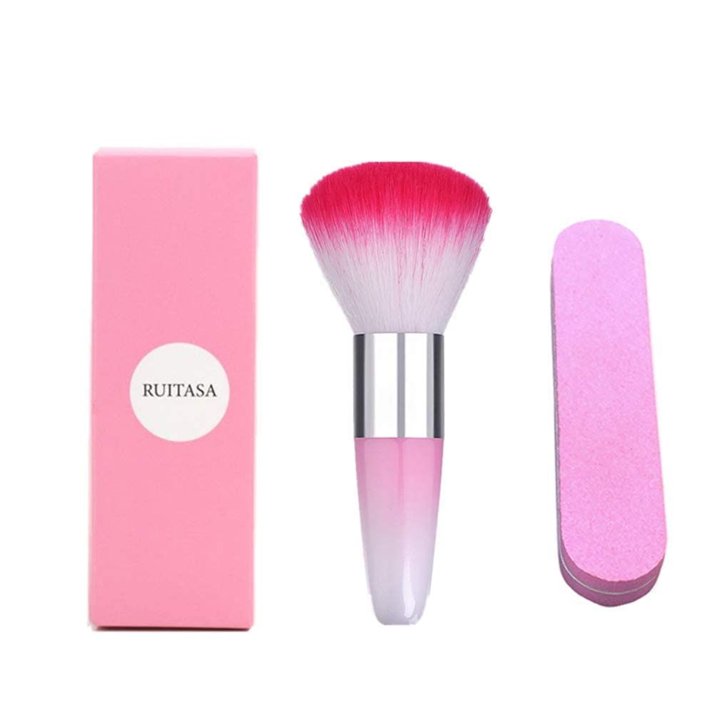 Soft Nail Art Dust Remover Powder Brush Cleaner For Acrylic & UV Nail Gel (pink)