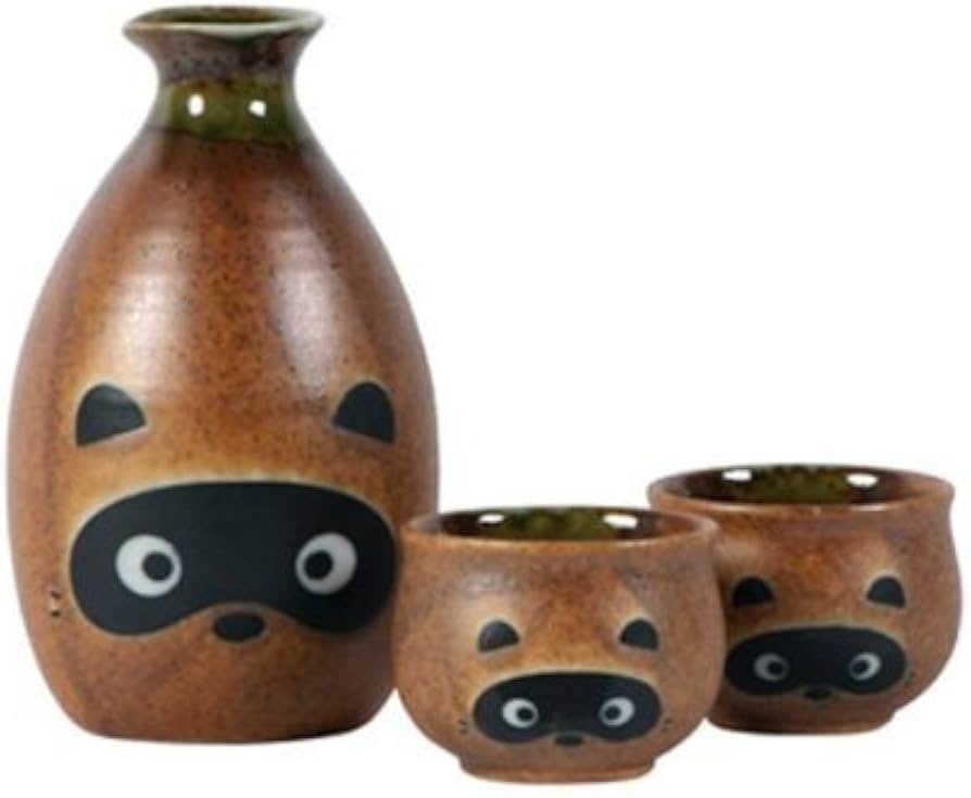 P*M様 美品 TANNUKI（たぬき） PERTEX 日本製 上下セット サイ Amazon.com | 3-Piece Tanuki Raccoon Sake Set: Sake Sets