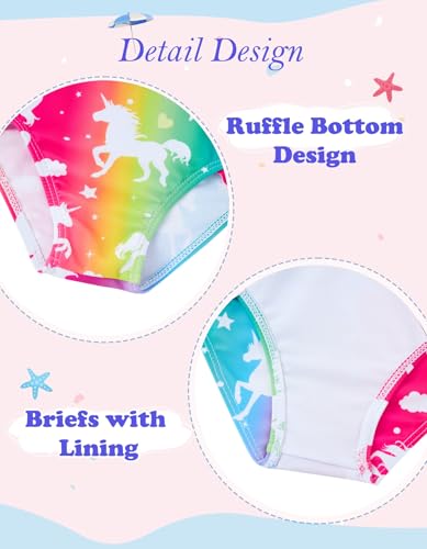 Image of Little Girls Two Piece Mermaid Bikini Set Ruffle Adjustable Summer Beach Bathing Swimsuit 3-7 Years for Kids