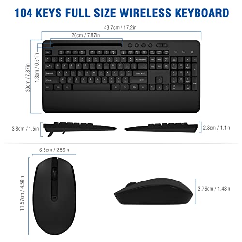 Image of Wireless Keyboard and Mouse Combo, EDJO 2.4G Full-Sized Ergonomic Computer Keyboard with Wrist Rest and 3 Level DPI Adjustable Wireless Mouse for Windows, Mac OS Desktop /Laptop /PC