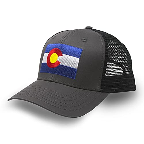 International Tie Colorado State Flag Baseball Hat (Black) â€“ Adjustable One Size Trucker Cap, Baseball, Snapback with an Embroidered Patch