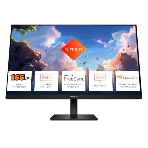 Image of HP OMEN 27 inch FHD 165Hz Gaming Monitor,(68.6cm),FHD(1920 x 1080),400 nits,Pivot-Rotation,Anti-Glare, Eye Ease,8.08kg