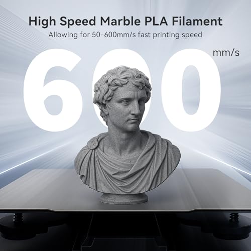 Image of TECBEARS Rapid Marble PLA Filament, PLA 3D Printer Filament for 600mm /s High-Speed Printing, Natural Rock-Like Texture, Fits Most FDM Printers,Marble White