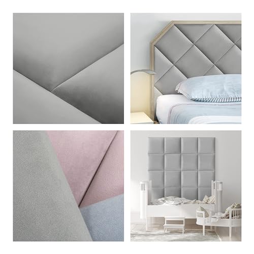 MOLLIS Polsterplatte, Quadratisches und Dekoratives Wandpaneel, Geeignet als Bettkopfteil oder Aufprallschutz, Reduziert Schall und Verbessert Akustik, aus Schaumstoff, 30 x 30 cm, Anthrazit (R91, 1)