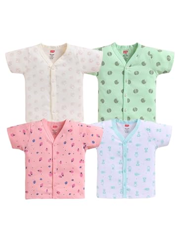 Image of LuvLap Baby Boys & Girls Regular Fit 100% Cotton Half Sleeve Jhabla Pack of 4