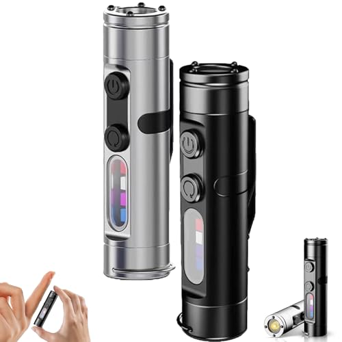 Taclite Mini - The Ultimate Everyday Micro Tool, Rechargeable LED Magnetic Super Bright Tactical Flashlight High Lumens with Hat Clip,3 Brightness,Waterproof,For Hiking, Emergency (A+B)