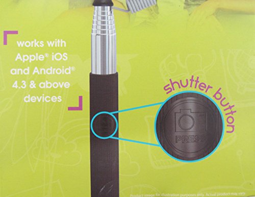 Hype ~ Selfie Stick ~ with Shutter Button and Expandable Cradle ~ Extends 3 Feet (Black)