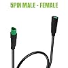 5PIN Extension Cable for BAFANG Mid Drive Kit(CAN Protocal ),5PIN Green Triangle Waterproof Connnector Ebike Display/Computer Extension Cable for 2025 BBS01 BBS02 HD Motor (Female to Male Plug) #5