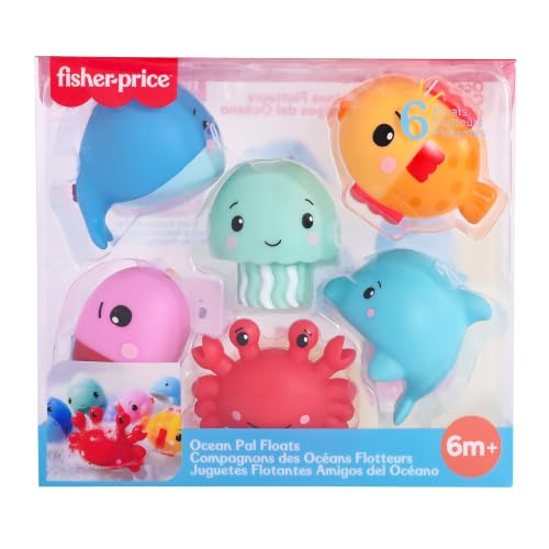 Fisher-Price™ Ocean Pal Floats Bath Toys, 6-Piece Floating Ocean Animal Bath Toy Set for Babies & Toddlers 6M+, No Water Trapping Design - image 7