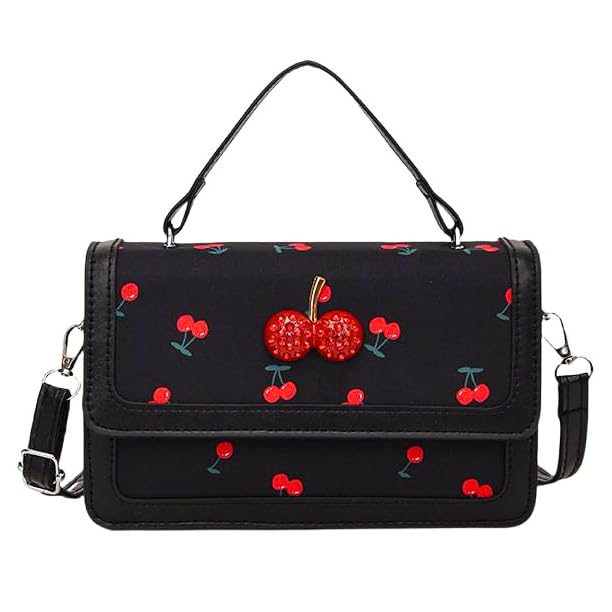 Beautiful Cherry Print PU Leather Shoulder Sling HandBag for Women & Girls | Cherry Handbag for Girls & Women-picture-16