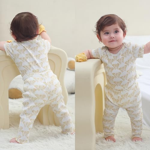 Baby Bodysuit and Pant Set Summer Ribbed Mix Match Infant Boy Girl Clothes Outfits4